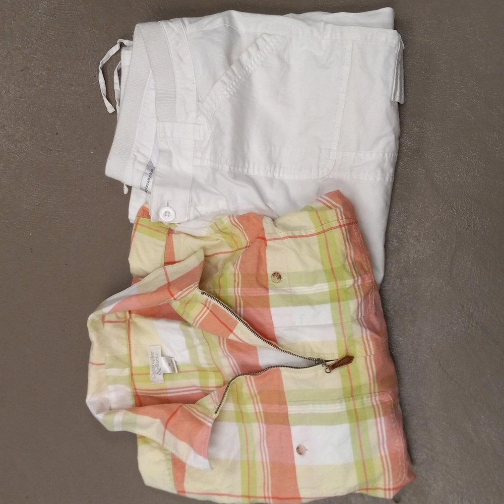 Christopher&Banks ZipUp, 2 Pocket Shirt and White Capris W/ Front&Side Pockets